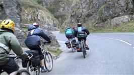 The exciting descent of Cheddar Gorge, around 21.5 miles into the ride